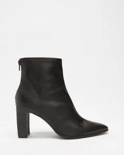 AERE Stretch Leather Ankle Boots Black Leather