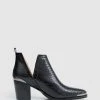 Belle & Bloom Austin Croc Embossed Ankle Boot Black