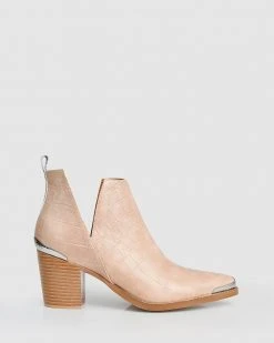 Belle & Bloom Austin Croc Embossed Ankle Boot Blush