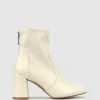 Betts Gang Block Heel Ankle Boots Bone
