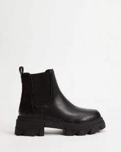 Dazie Eden Ankle Boots Black Smooth PU