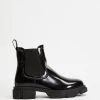 Dazie Edgy Ankle Boots Black Gloss