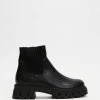 Dazie Freddie Ankle Boots Black Smooth