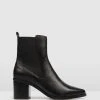 Jo Mercer Ace Mid Ankle Boots Black Leather