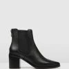 Jo Mercer Allure Mid Heel Ankle Boots Black Leather