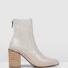 Jo Mercer Luxe High Ankle Boots BONE PATENT