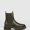 Jo Mercer Bloom Flat Ankle Boots OLIVE GREEN LEATHER