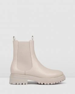 Jo Mercer Bloom Flat Ankle Boots BONE LEATHER