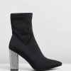 Loreta Crystal Skin Tight Boots Black