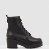 ROC Boots Australia Chisel Leather Platform Ankle Boots Black