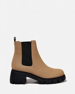 Rubi Kaia Combat Gusset Boots - Teens Taupe Nubuck