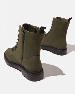 Rubi Freda Combat Lace-Up Boots - Teens Khaki Suede PU -Women's Ankle Boots Sales 2024 http3A2F2Fstatic.theiconic.com .au2Fp2Frubi 5279 6102031 3