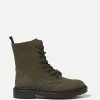 Rubi Freda Combat Lace-Up Boots - Teens Khaki Suede PU
