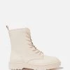 Rubi Freda Combat Lace-Up Boots - Teens Ecru Mono