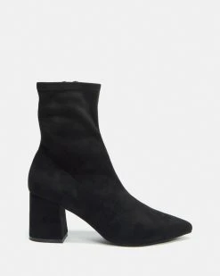 SPURR Macey Ankle Boots Black Microsuede