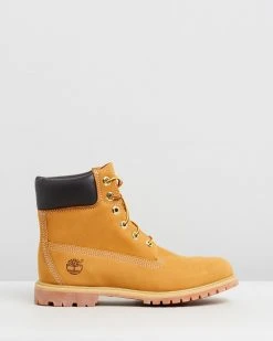 Timberland Womens 6-Inch Premium Lace Up Boots Wheat Nubuck