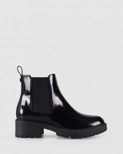 Verali Jaya Chelsea Gusset Boots Black Box PU