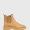 Wittner Comika Leather Rubber Sole Ankle Boots Beige