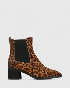 Wittner Jenae Leather Elastic Gusset Ankle Boots Prints
