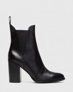 Wittner Honesty Block Heel Gusset Ankle Boots Black