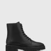 Wittner Carlina Leather Lace Up Ankle Boots Black