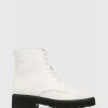 Wittner Carlina Leather Lace Up Ankle Boots White