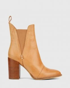 Wittner Honesty Block Heel Gusset Ankle Boots Tan