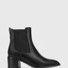 Wittner Jenae Leather Elastic Gusset Ankle Boots Black